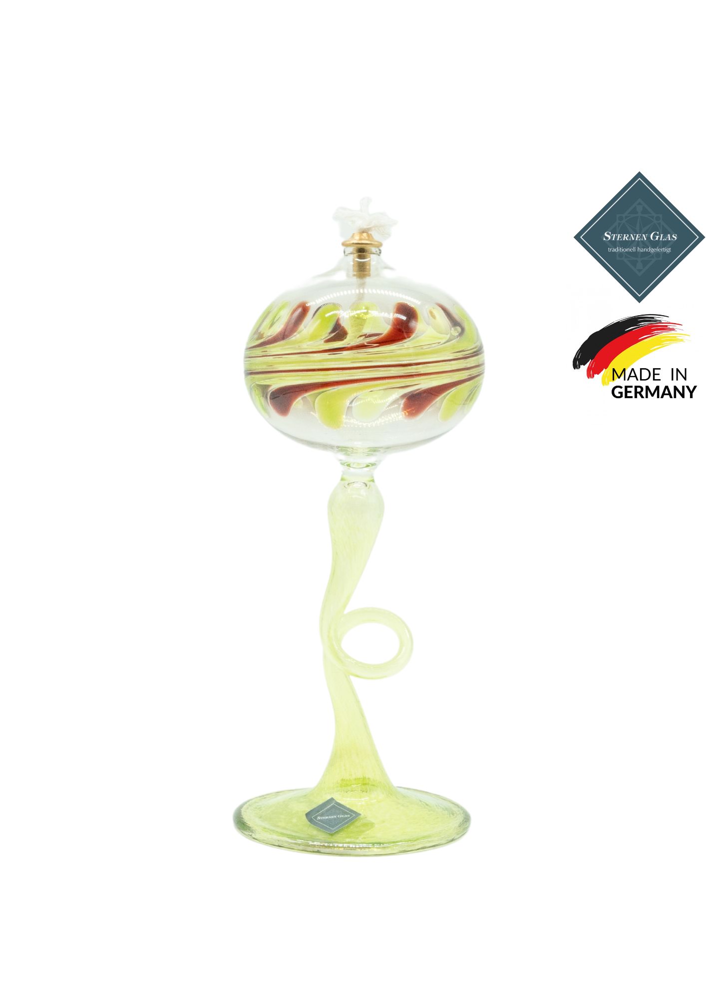 STERNEN GLAS | Oil Lamp with Pedestal | Green