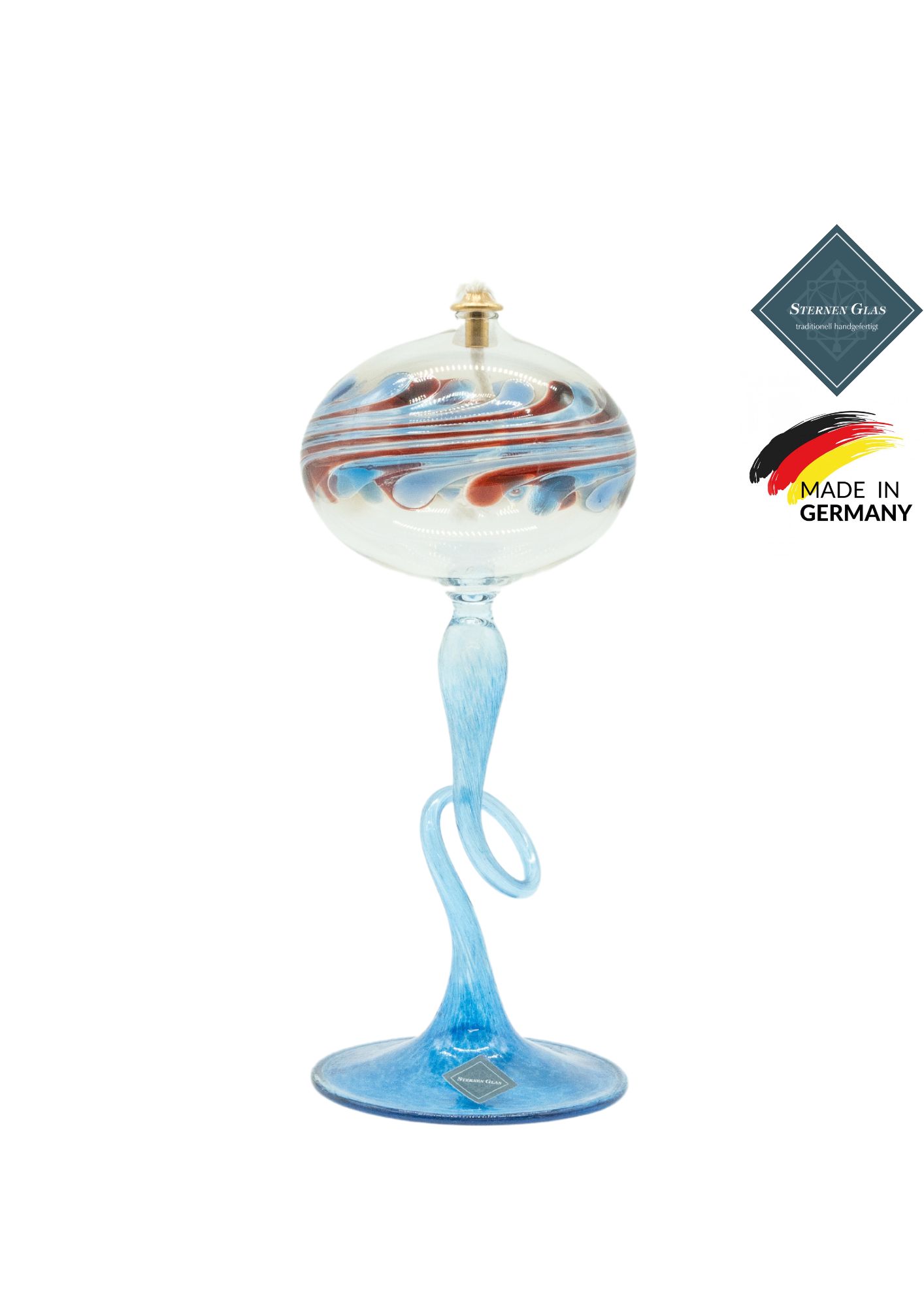STERNEN GLAS | Oil Lamp with Pedestal | Blue
