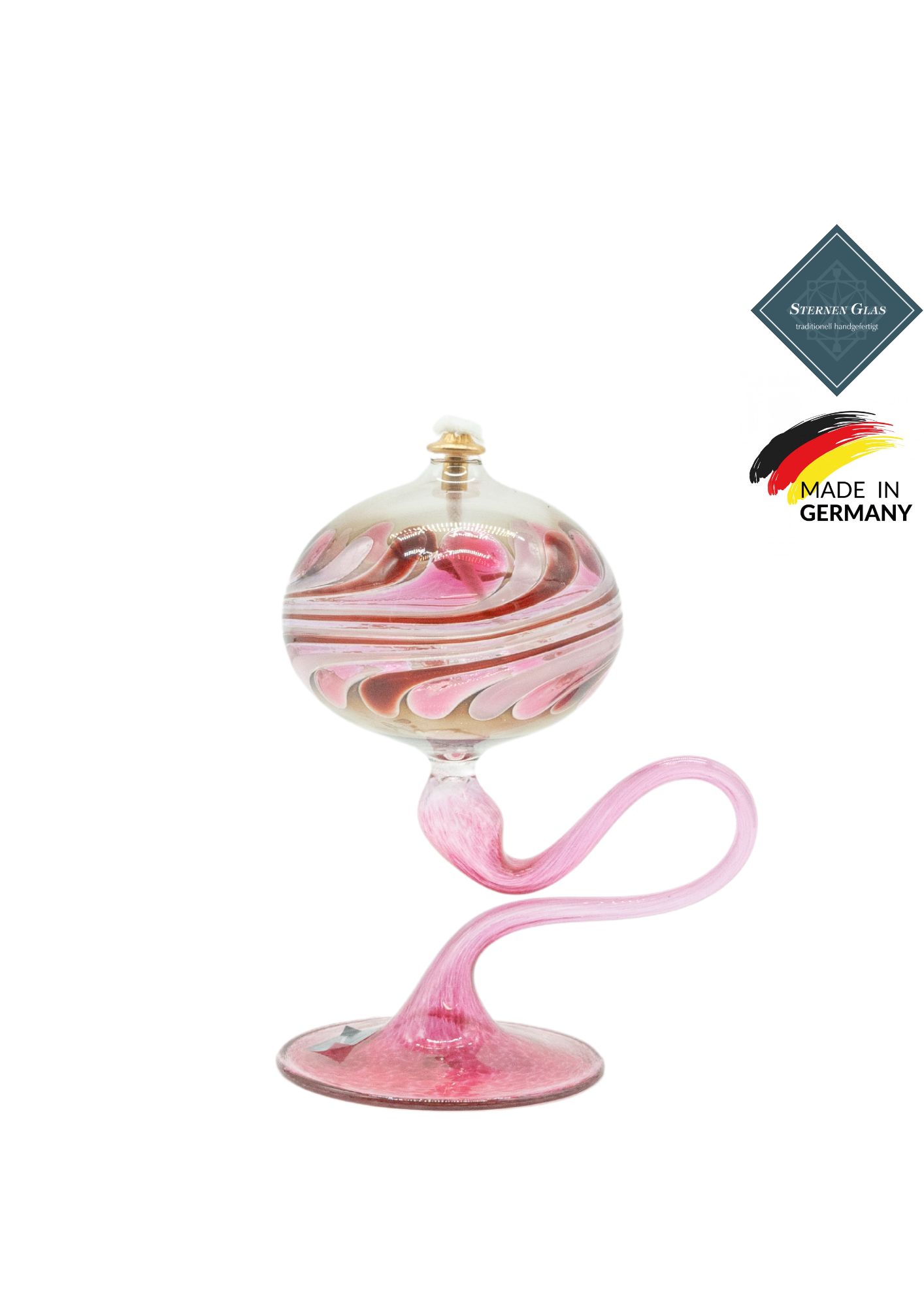 STERNEN GLAS | Oil Lamp with Pedestal | C Shape Pink